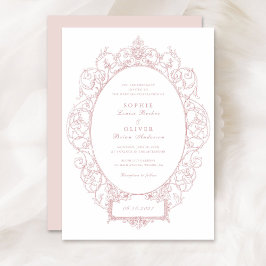 Invitación Boda de marco de hoja floral con ornamento elegant