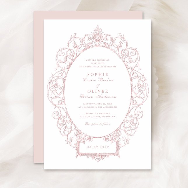 Invitación Boda de marco de hoja floral con ornamento elegant (Subido por el creador)