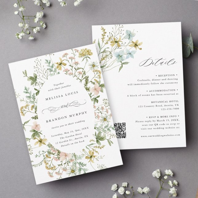 Invitación Boda De Marco De Oval De Flores Silvestres (Subido por el creador)