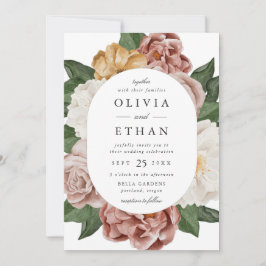 Invitación Boda de marco de ovalación floral de jardín vintag
