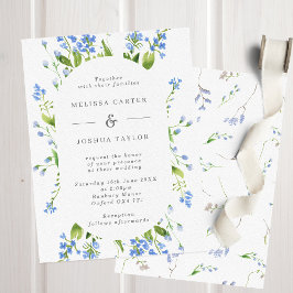 Invitación Boda de marco de píldora floral azul Airy