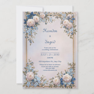 Invitación Boda de Marco de Rosa Crema Ornata Hoja Azur