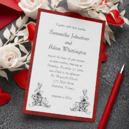 Invitación Boda de marco de terciopelo negro y rojo