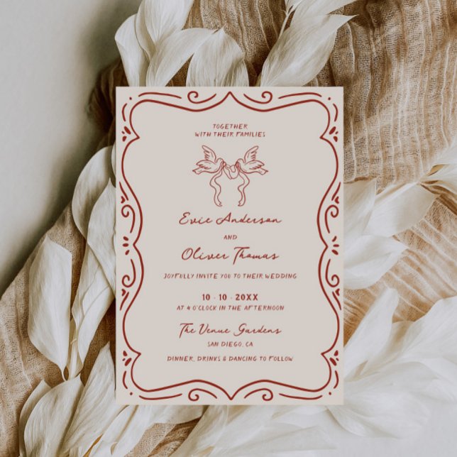 Invitación Boda de marco de terracota dibujado a mano (Subido por el creador)