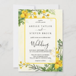 Invitación Boda de marco de transparencia de flores amarillas
