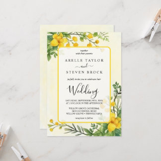 Invitación Boda de marco de transparencia de flores amarillas