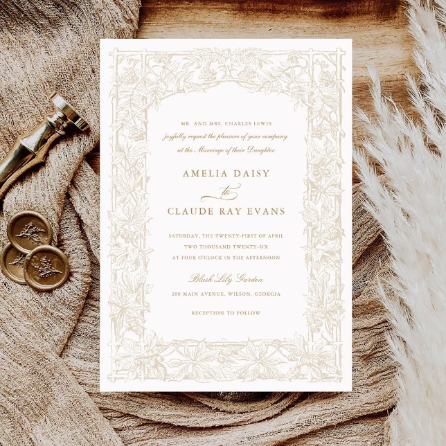 Invitación Boda de marco de veneración de vinas de leafy eleg (Subido por el creador)