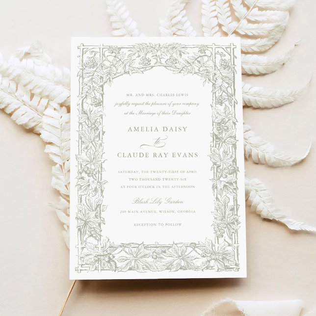 Invitación Boda de marco de veneración de vinas de leafy eleg (Subido por el creador)