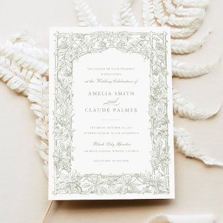 Invitación Boda de marco de veneración de vinas de leafy eleg