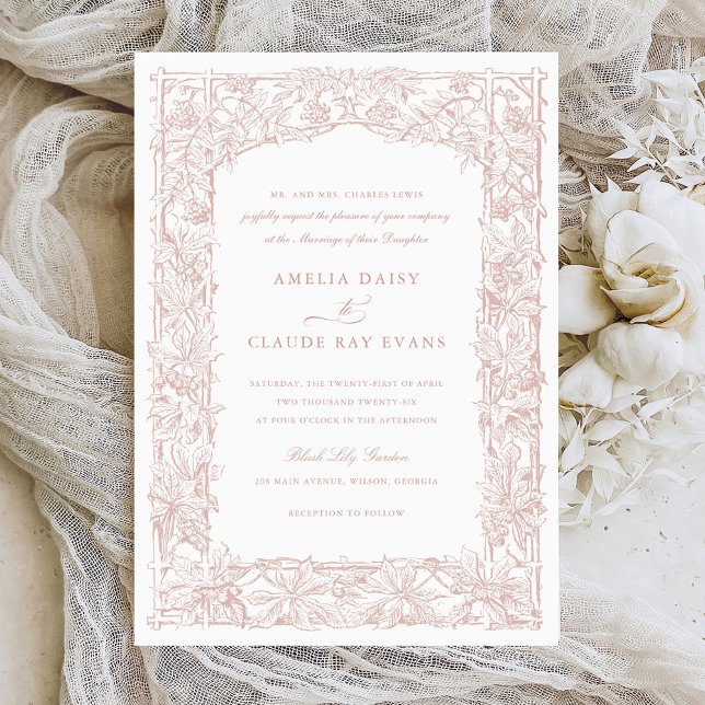 Invitación Boda de marco de veneración de vinas de leafy eleg (Subido por el creador)