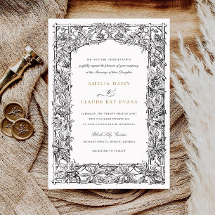 Invitación Boda de marco de veneración de vinas de leafy eleg