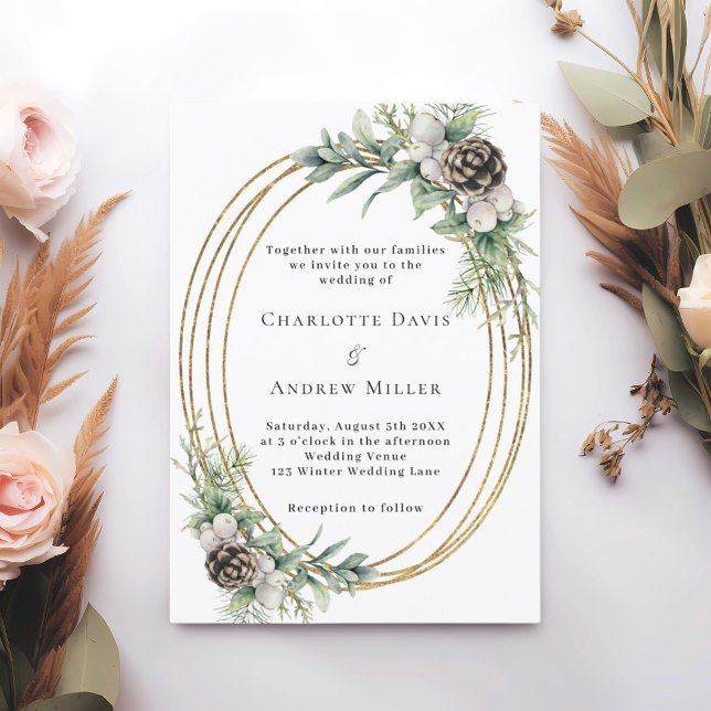 Invitación Boda de marco dorado de pino cino (Subido por el creador)