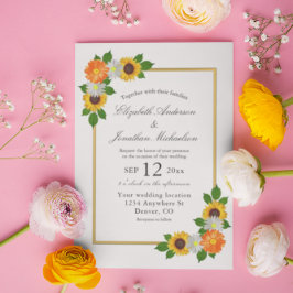 Invitación Boda de marco dorado floral