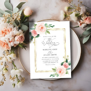 Invitación boda de marco dorado floral de color de agua