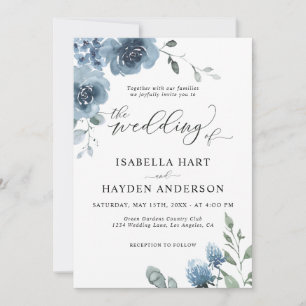 Invitación Boda de marco dorado floral de Moda azul turquesa 