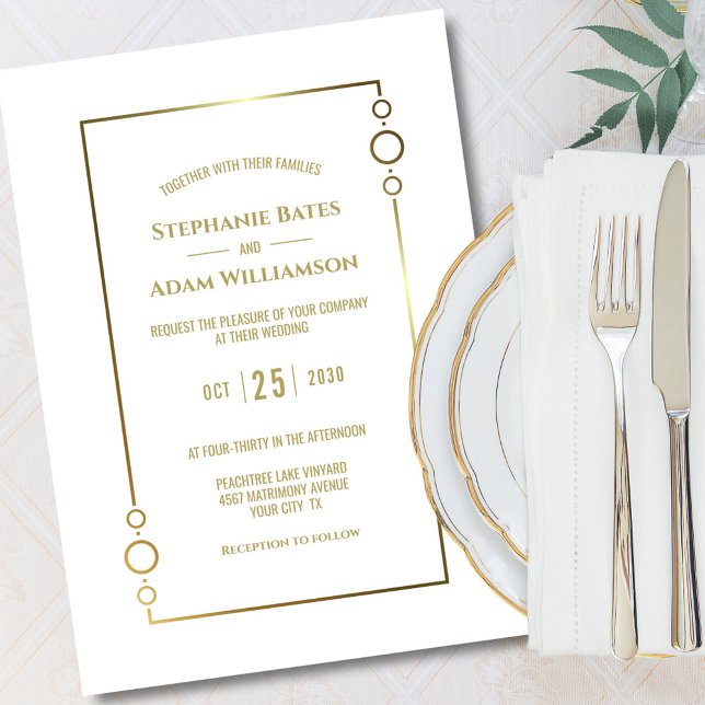 Invitación Boda de marco dorado moderno (Subido por el creador)