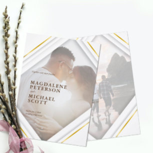 Invitación Boda de marco dorado moderno fotográfico personal