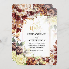 Invitación Boda de marco dorado simple Rosa simple minimalist