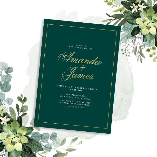 Invitación Boda de marco elegante y verde (Subido por el creador)