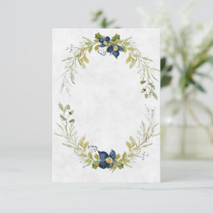 Invitación Boda de marco floral azul en blanco