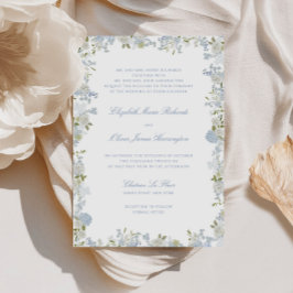 Invitación Boda de marco floral azul romántico