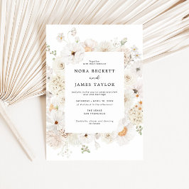 Invitación Boda de marco floral blanco