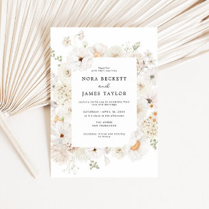 Invitación Boda de marco floral blanco