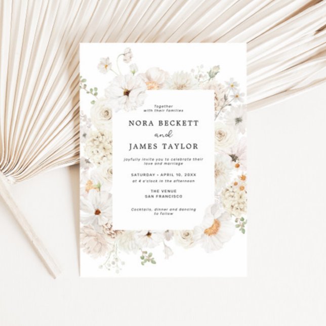 Invitación Boda de marco floral blanco (Subido por el creador)