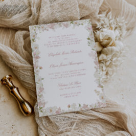 Invitación Boda de marco floral blanco Rubor blanda romántico