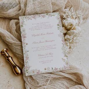 Invitación Boda de marco floral blanco Rubor blanda romántico