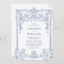 Boda de marco floral Blue Victorian Ornate Grace