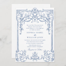 Boda de marco floral Blue Victorian Ornate Grace