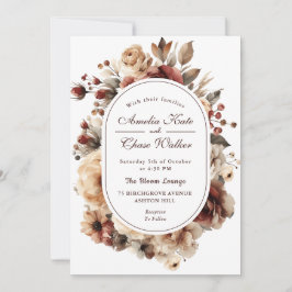 Invitación Boda de marco floral bohemio moderno