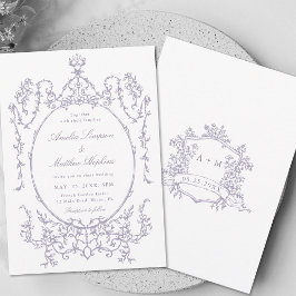 Invitación Boda de marco floral clásico de lavanda           