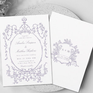 Invitación Boda de marco floral clásico de lavanda           