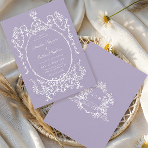 Invitación Boda de marco floral clásico púrpura
