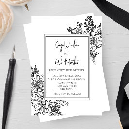 Invitación Boda de marco floral de flores silvestres