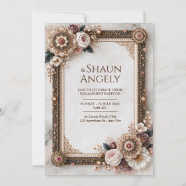Invitación Boda de Marco Floral de Mandala de Oro Negro