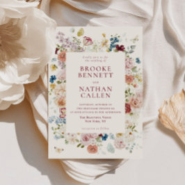 Invitación Boda de marco floral de mariposa romántica