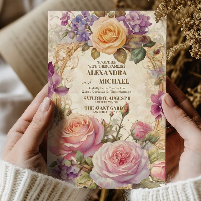 Invitación Boda de marco floral de orden victoriano (Subido por el creador)