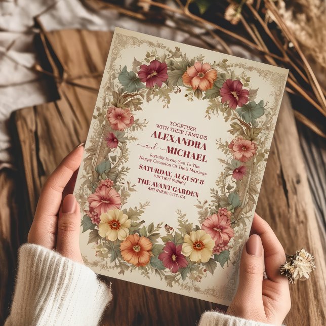 Invitación Boda de marco floral de orden victoriano (Subido por el creador)