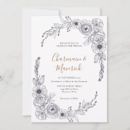 Invitación Boda de marco floral de script de moda