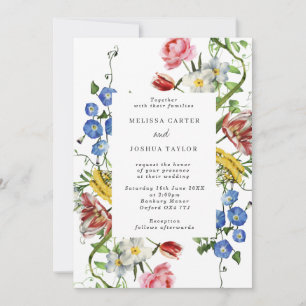 Invitación Boda de marco floral de vida fija en negrita