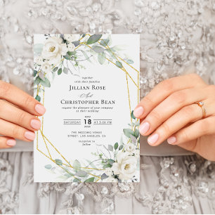 Invitación boda de marco floral eucalipto verde