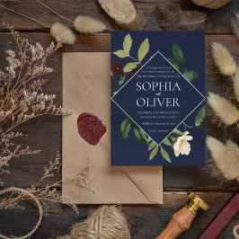 Invitación Boda de marco floral geométrico de la Marina de Bo