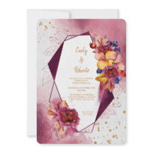 Boda de Marco Floral Geométrico Moderno Rosa Grana