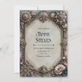 Invitación Boda de Marco Floral Mandala Verde Grisáceo