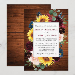 Invitación Boda de marco floral mixto de color de agua de mad