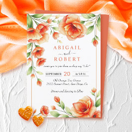 Invitación Boda de marco floral naranja Verona sunset