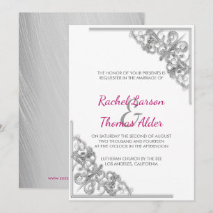 Invitación Boda de marco floral plateado
